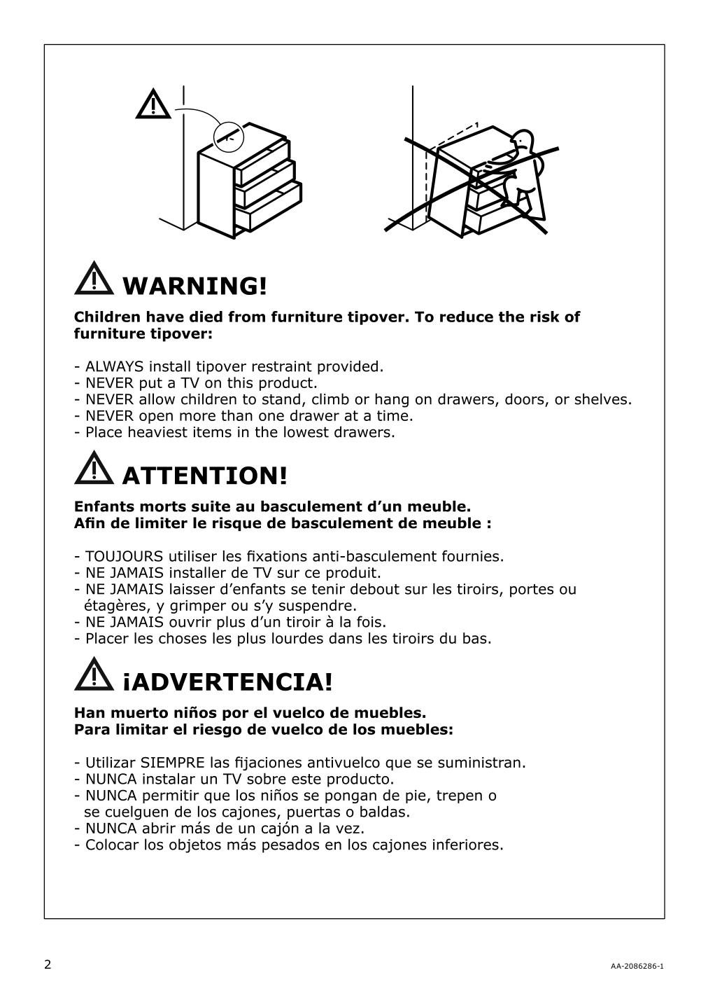 Assembly instructions for IKEA Hemnes 6 drawer chest white stain | Page 2 - IKEA HEMNES 6-drawer chest 602.392.73