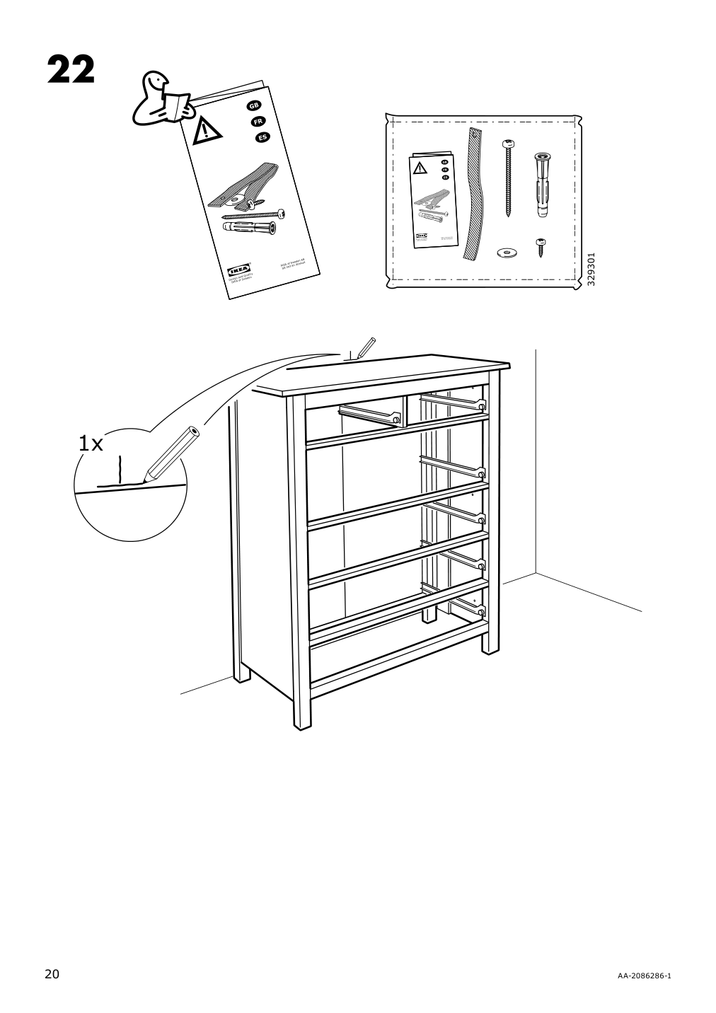 Assembly instructions for IKEA Hemnes 6 drawer chest white stain | Page 20 - IKEA HEMNES 6-drawer chest 602.392.73