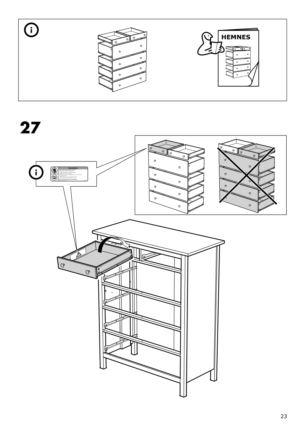 Assembly instructions for IKEA Hemnes 6 drawer chest white stain | Page 23 - IKEA HEMNES 6-drawer chest 602.392.73