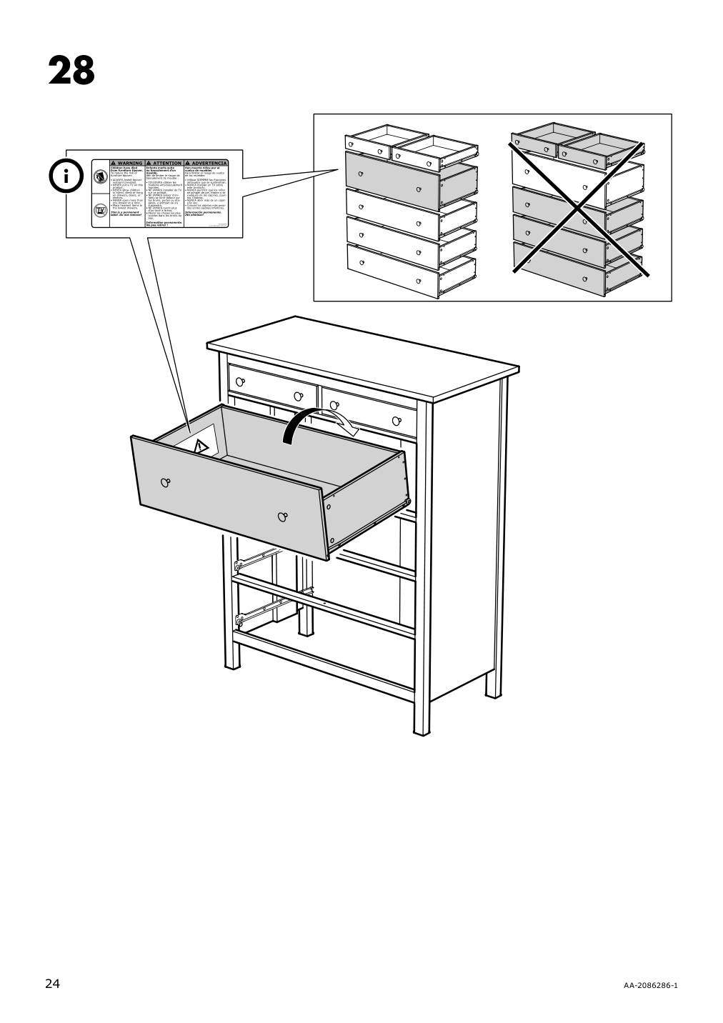 Assembly instructions for IKEA Hemnes 6 drawer chest white stain | Page 24 - IKEA HEMNES 6-drawer chest 602.392.73