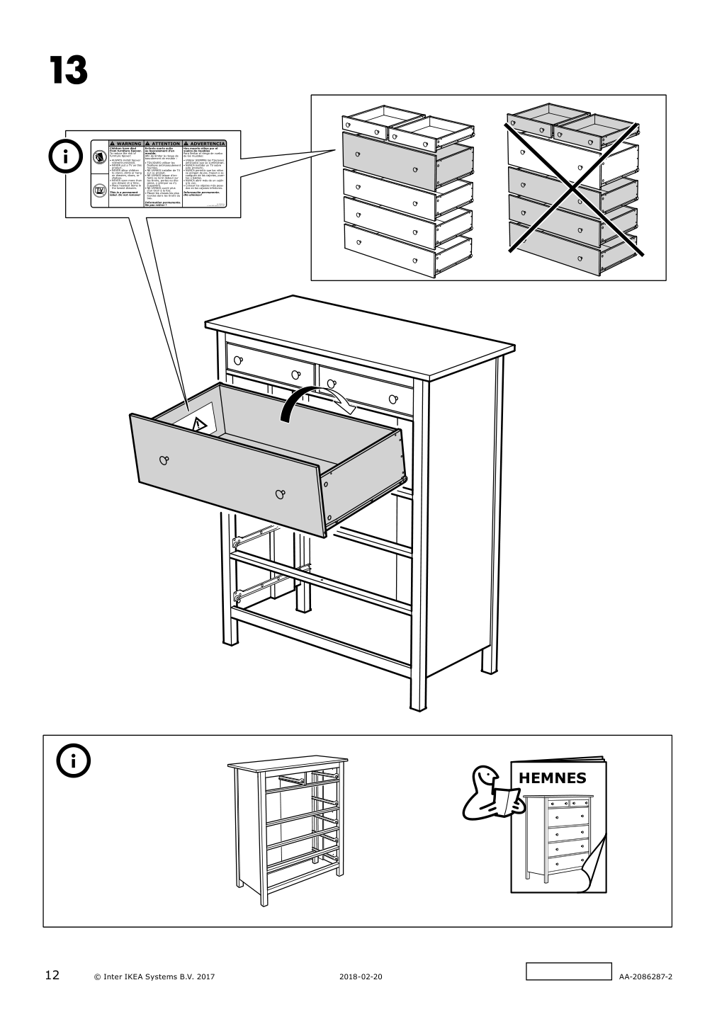 Assembly instructions for IKEA Hemnes 6 drawer chest white stain | Page 12 - IKEA HEMNES 6-drawer chest 602.392.73