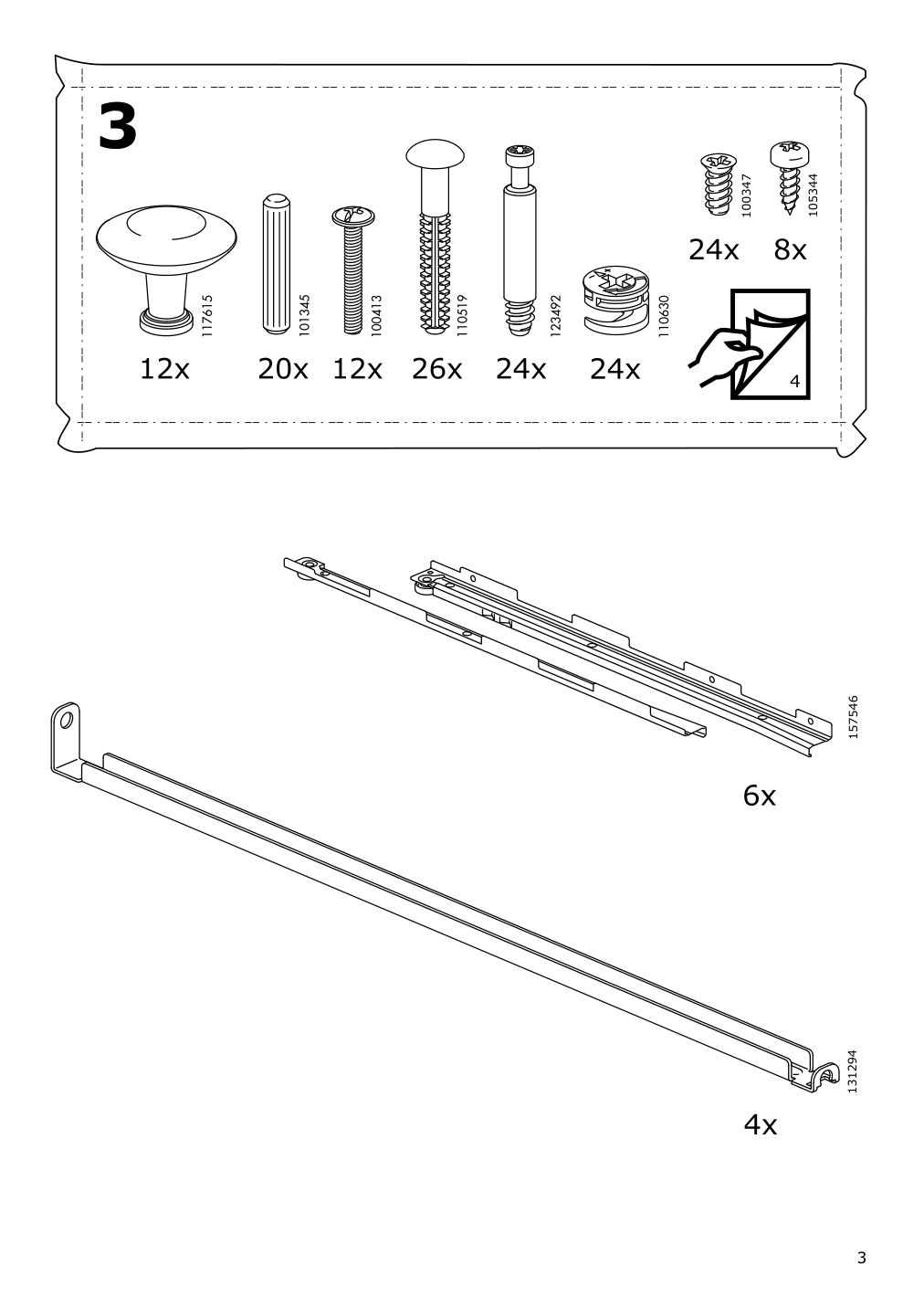 Assembly instructions for IKEA Hemnes 6 drawer chest white stain | Page 3 - IKEA HEMNES 6-drawer chest 602.392.73