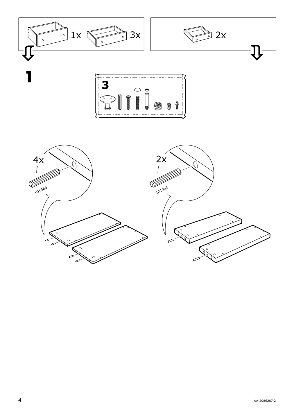 Assembly instructions for IKEA Hemnes 6 drawer chest white stain | Page 4 - IKEA HEMNES 6-drawer chest 602.392.73