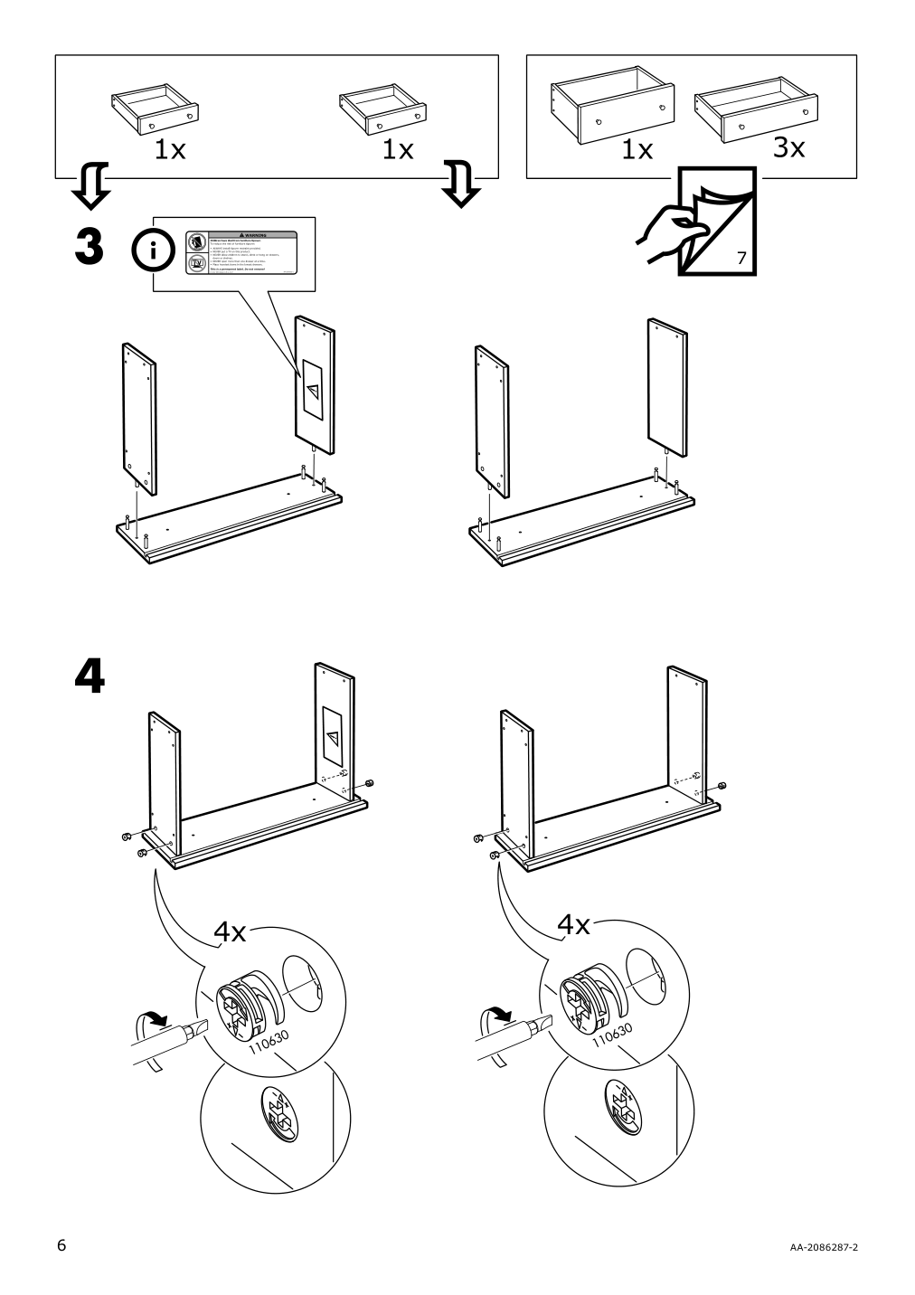 Assembly instructions for IKEA Hemnes 6 drawer chest white stain | Page 6 - IKEA HEMNES 6-drawer chest 602.392.73