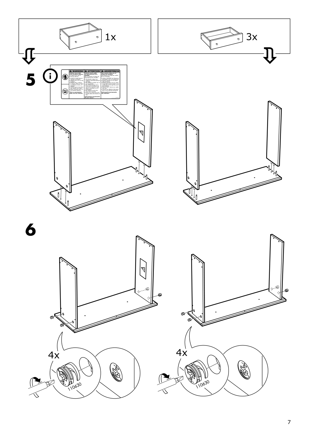 Assembly instructions for IKEA Hemnes 6 drawer chest white stain | Page 7 - IKEA HEMNES 6-drawer chest 602.392.73