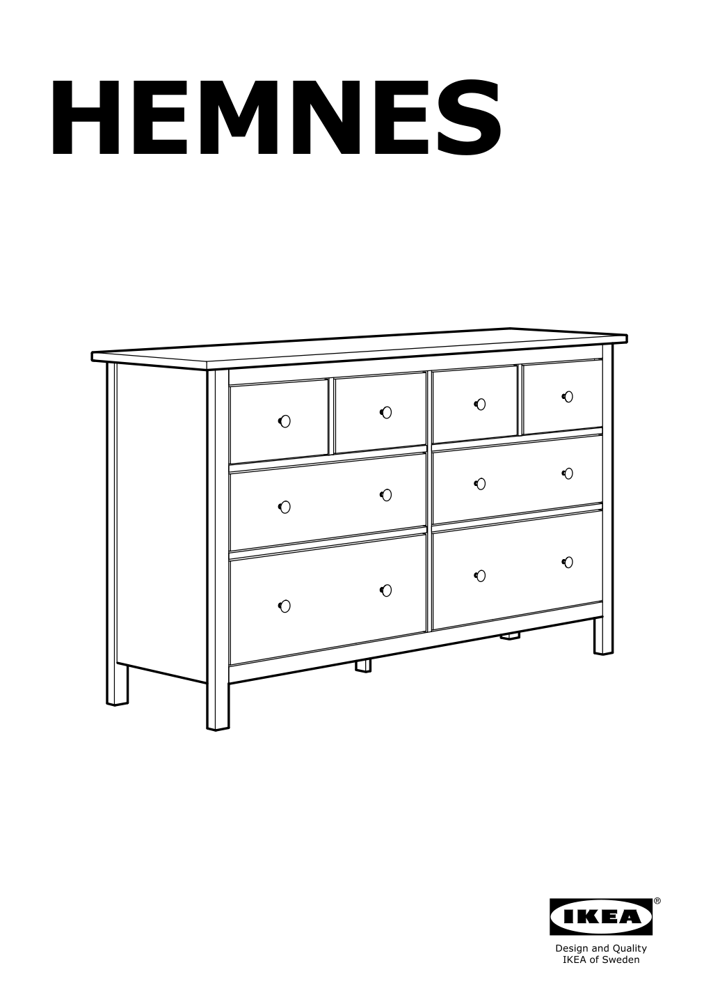 Assembly instructions for IKEA Hemnes 8 drawer dresser dark gray stained | Page 1 - IKEA HEMNES 8-drawer dresser 603.817.37