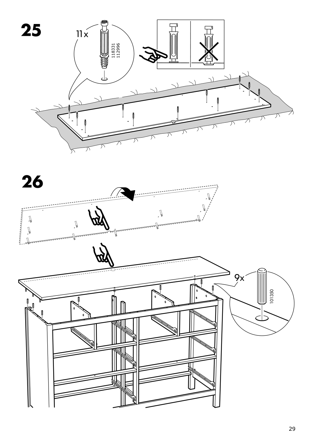 Assembly instructions for IKEA Hemnes 8 drawer dresser dark gray stained | Page 29 - IKEA HEMNES 8-drawer dresser 603.817.37