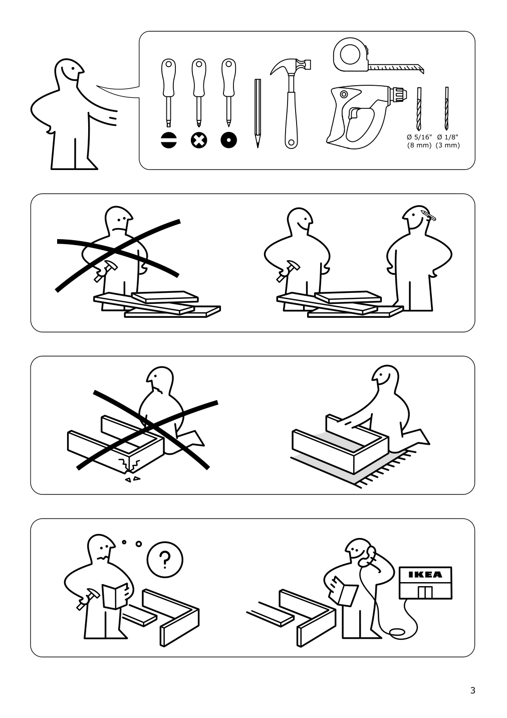 Assembly instructions for IKEA Hemnes 8 drawer dresser dark gray stained | Page 3 - IKEA HEMNES 8-drawer dresser 603.817.37