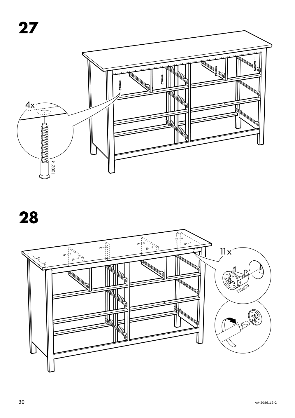 Assembly instructions for IKEA Hemnes 8 drawer dresser dark gray stained | Page 30 - IKEA HEMNES 8-drawer dresser 603.817.37