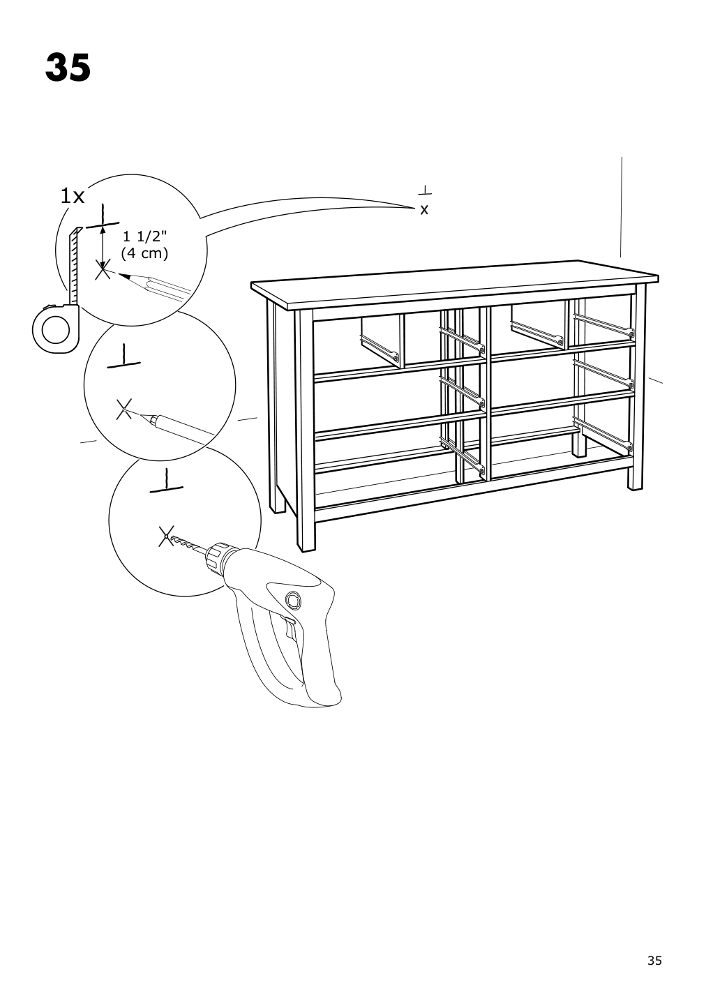 Assembly instructions for IKEA Hemnes 8 drawer dresser dark gray stained | Page 35 - IKEA HEMNES 8-drawer dresser 603.817.37