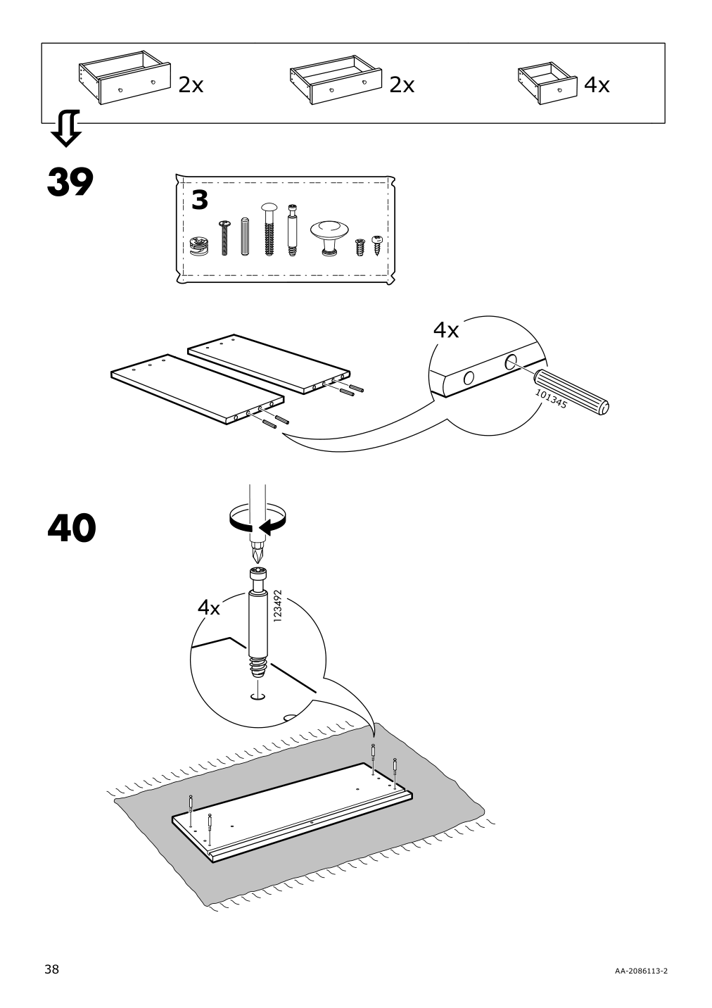 Assembly instructions for IKEA Hemnes 8 drawer dresser dark gray stained | Page 38 - IKEA HEMNES 8-drawer dresser 603.817.37