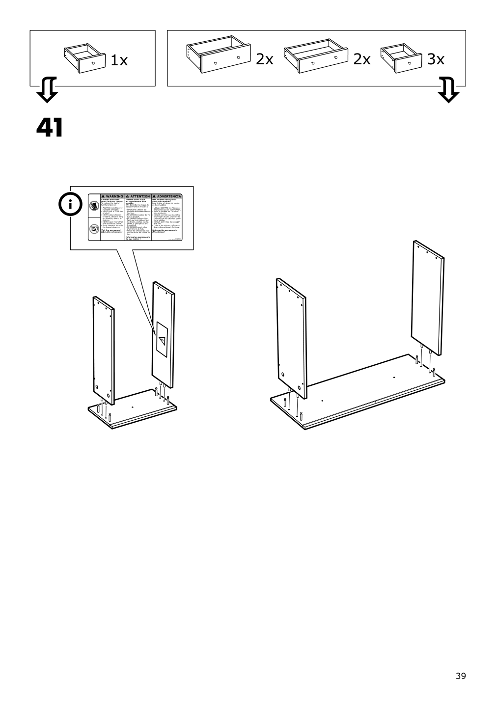 Assembly instructions for IKEA Hemnes 8 drawer dresser dark gray stained | Page 39 - IKEA HEMNES 8-drawer dresser 603.817.37