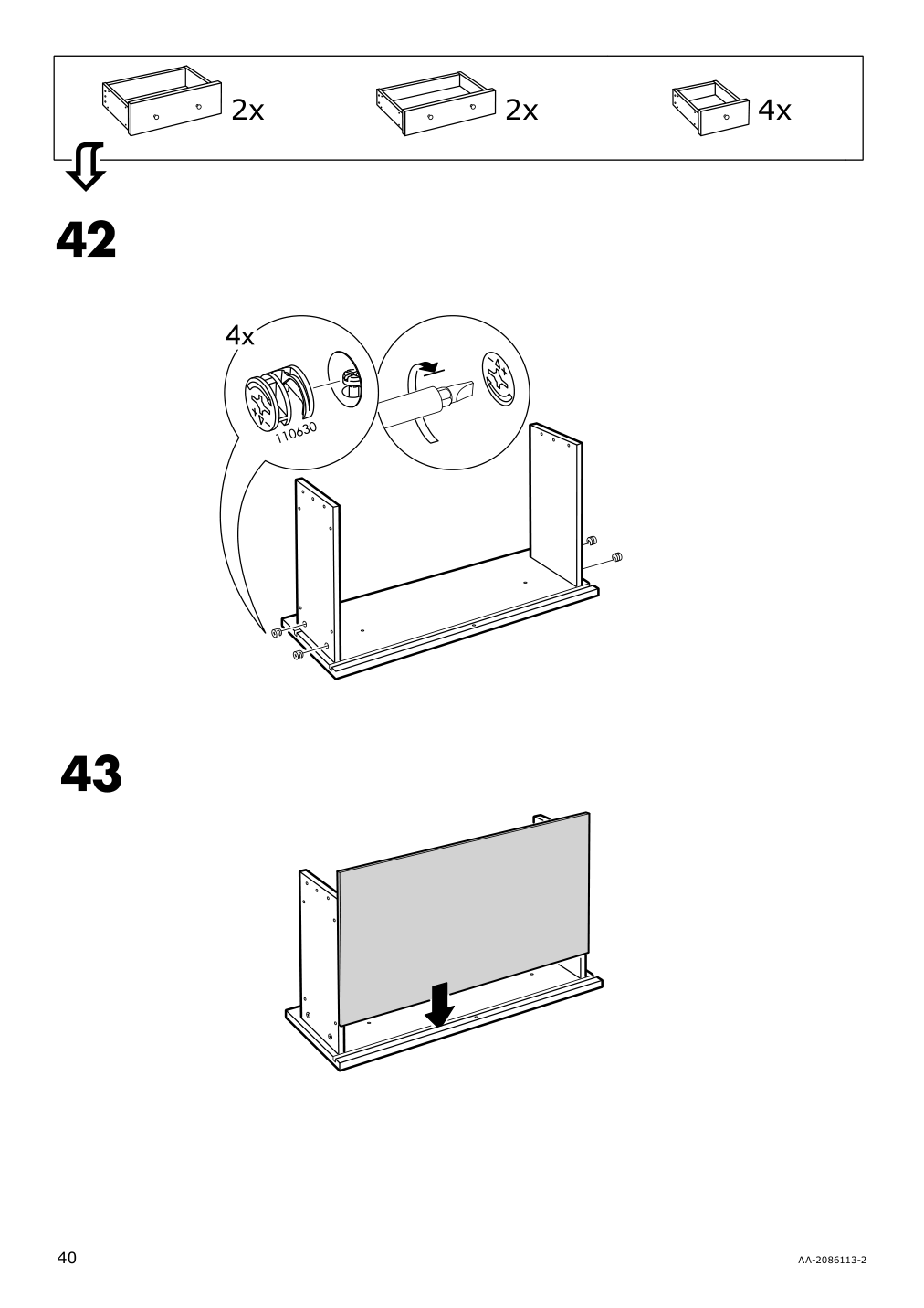 Assembly instructions for IKEA Hemnes 8 drawer dresser dark gray stained | Page 40 - IKEA HEMNES 8-drawer dresser 603.817.37