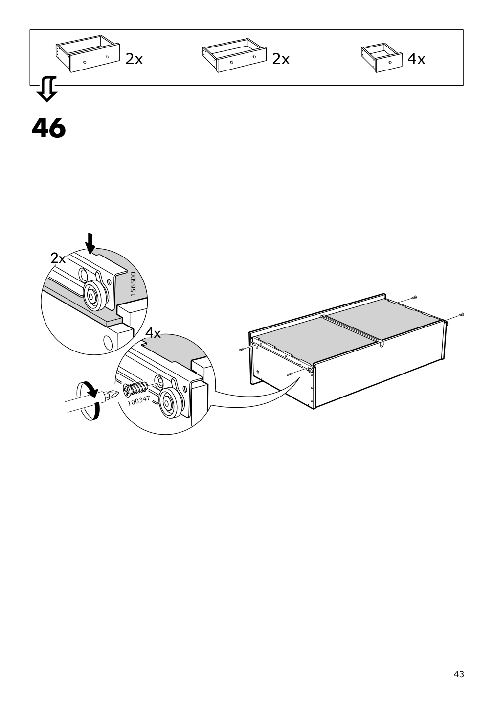 Assembly instructions for IKEA Hemnes 8 drawer dresser dark gray stained | Page 43 - IKEA HEMNES 8-drawer dresser 603.817.37