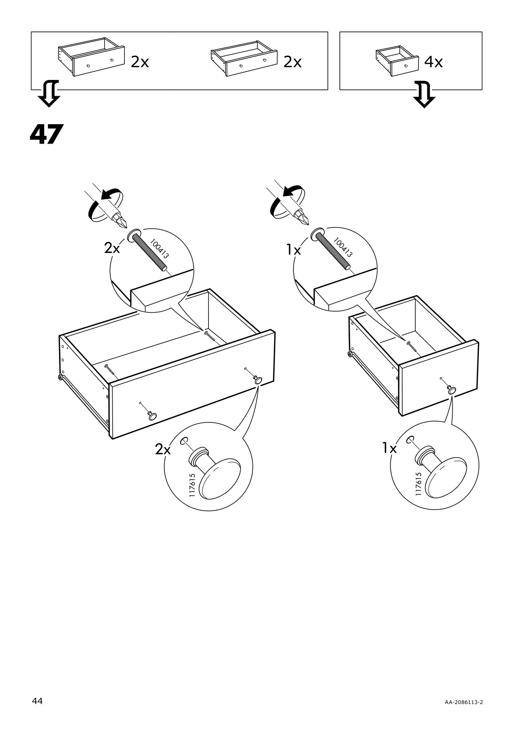 Assembly instructions for IKEA Hemnes 8 drawer dresser dark gray stained | Page 44 - IKEA HEMNES 8-drawer dresser 603.817.37