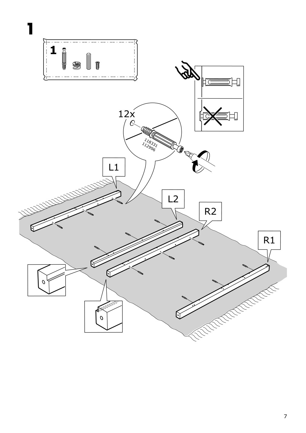 Assembly instructions for IKEA Hemnes 8 drawer dresser dark gray stained | Page 7 - IKEA HEMNES 8-drawer dresser 603.817.37