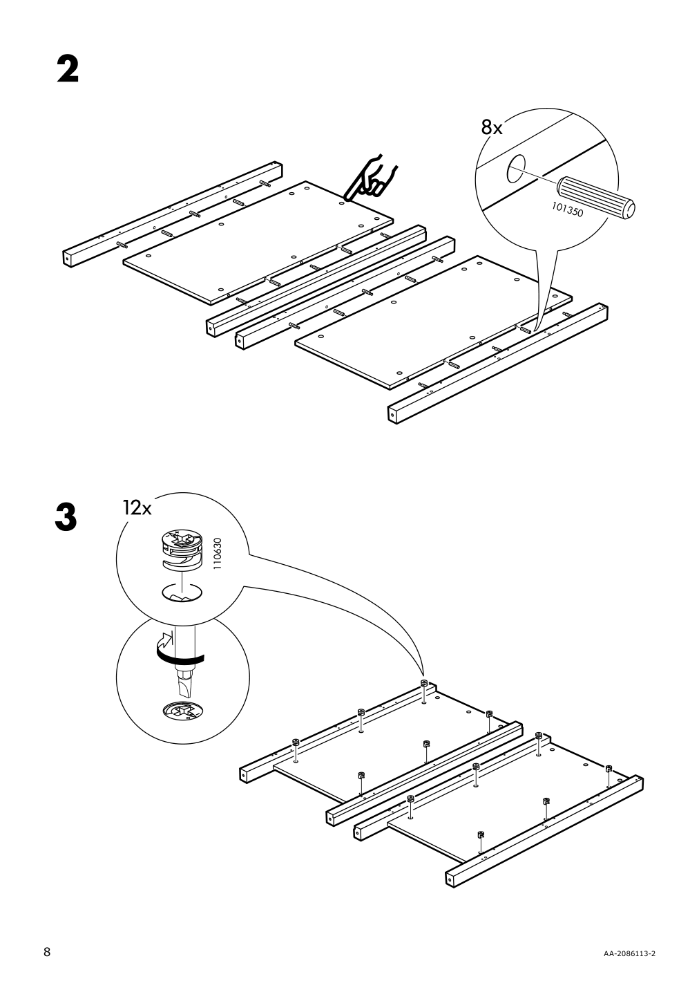 Assembly instructions for IKEA Hemnes 8 drawer dresser dark gray stained | Page 8 - IKEA HEMNES 8-drawer dresser 603.817.37