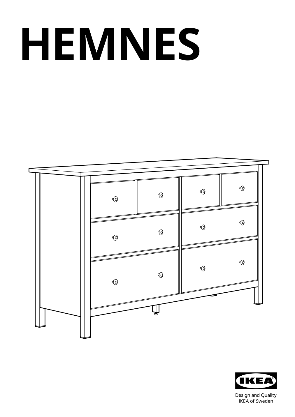 Assembly instructions for IKEA Hemnes 8 drawer dresser dark gray | Page 1 - IKEA HEMNES 8-drawer dresser 905.761.92