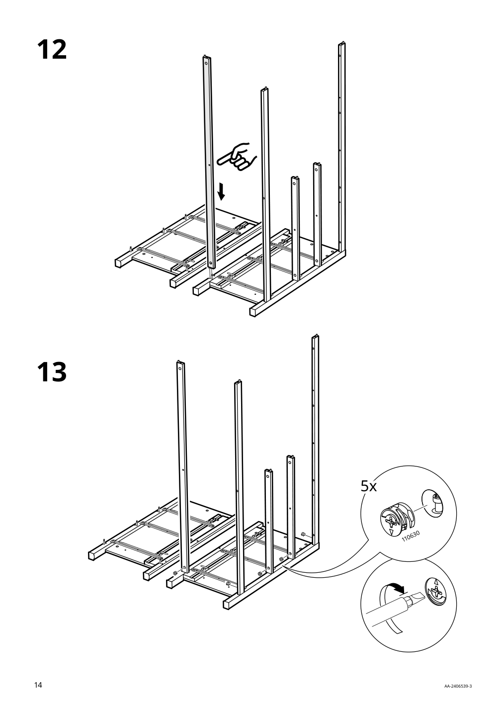 Assembly instructions for IKEA Hemnes 8 drawer dresser dark gray | Page 14 - IKEA HEMNES 8-drawer dresser 905.761.92