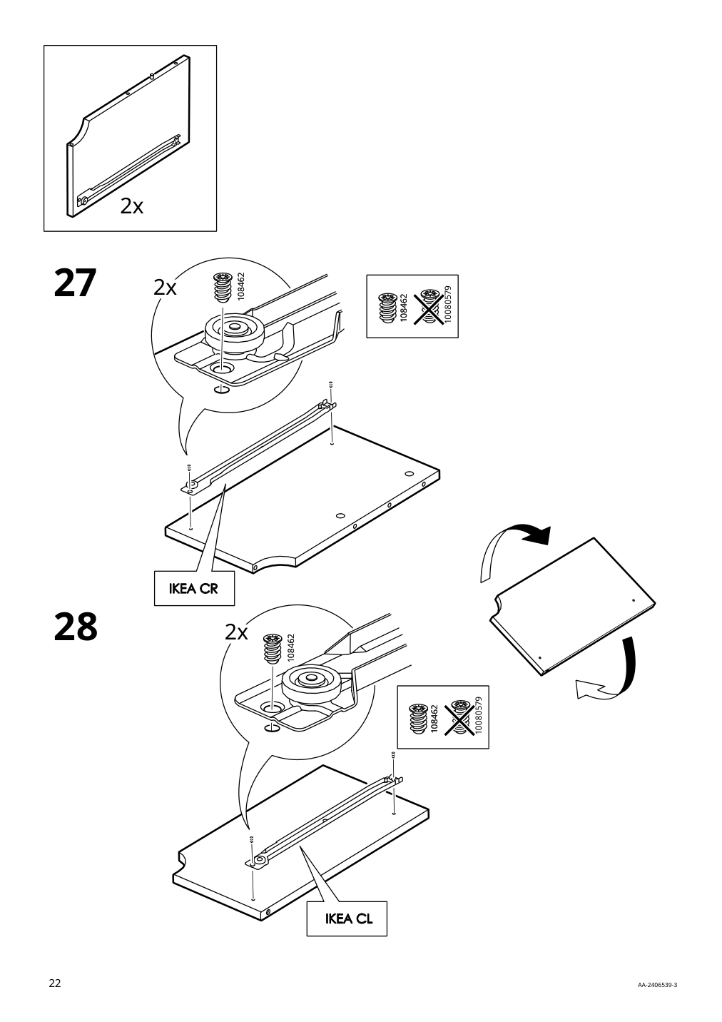 Assembly instructions for IKEA Hemnes 8 drawer dresser dark gray | Page 22 - IKEA HEMNES 8-drawer dresser 905.761.92