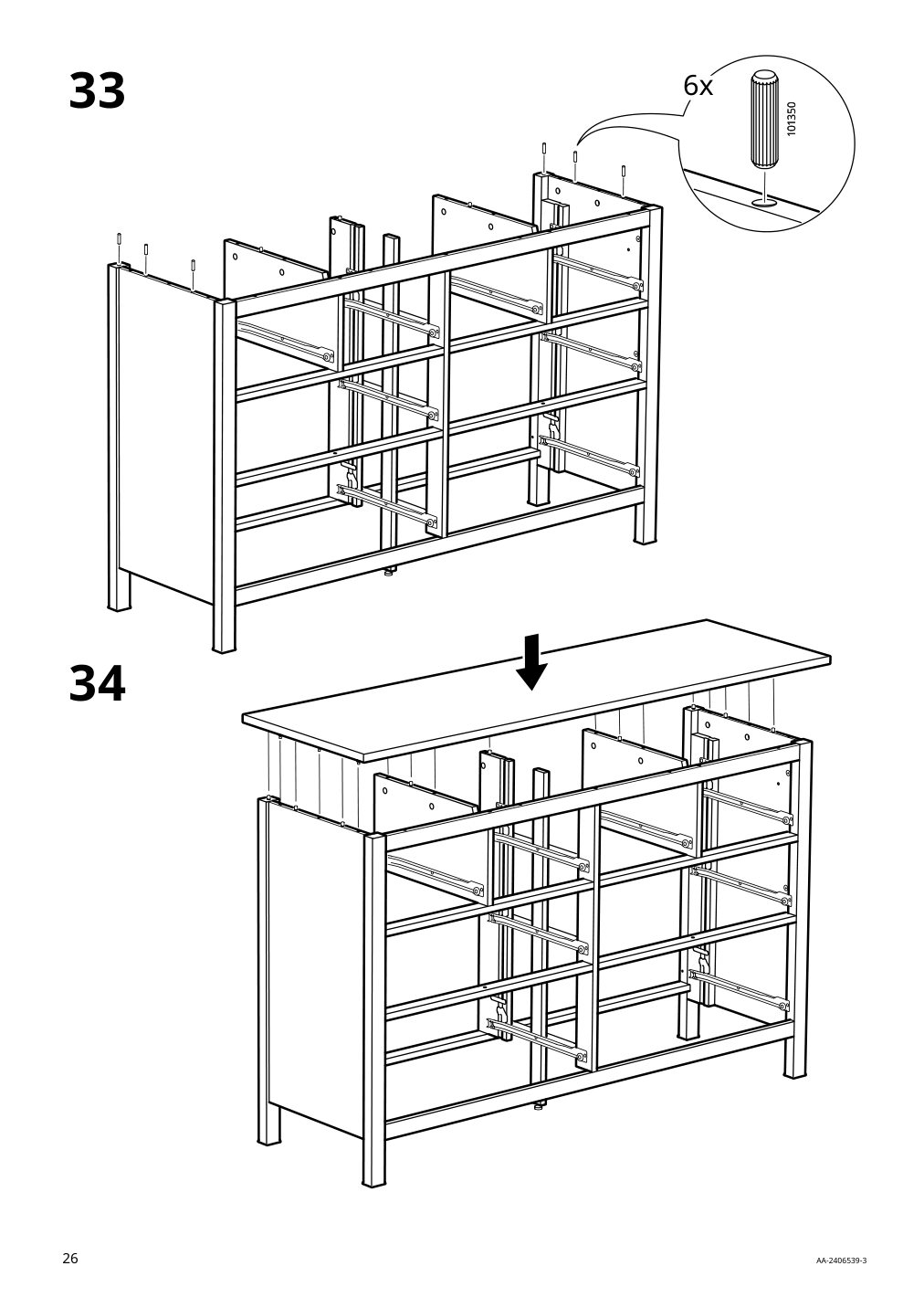 Assembly instructions for IKEA Hemnes 8 drawer dresser dark gray | Page 26 - IKEA HEMNES 8-drawer dresser 905.761.92