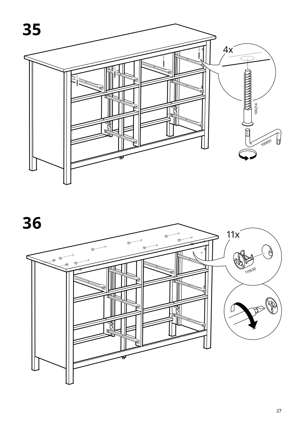 Assembly instructions for IKEA Hemnes 8 drawer dresser dark gray | Page 27 - IKEA HEMNES 8-drawer dresser 905.761.92