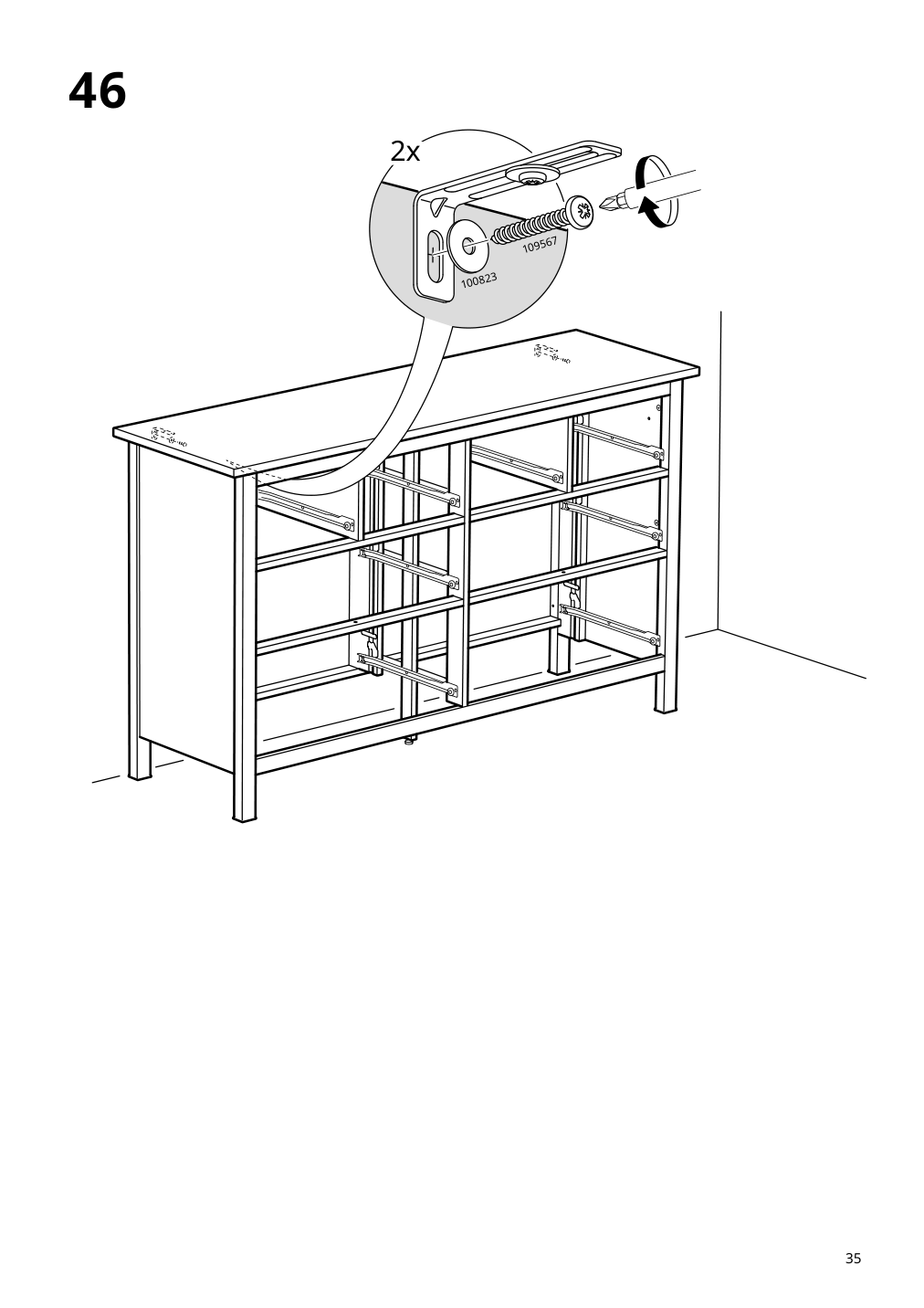 Assembly instructions for IKEA Hemnes 8 drawer dresser white stain | Page 35 - IKEA HEMNES 8-drawer dresser 105.761.91