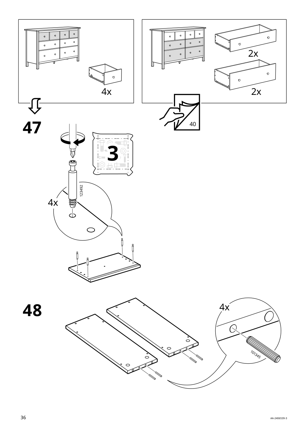 Assembly instructions for IKEA Hemnes 8 drawer dresser dark gray | Page 36 - IKEA HEMNES 8-drawer dresser 905.761.92