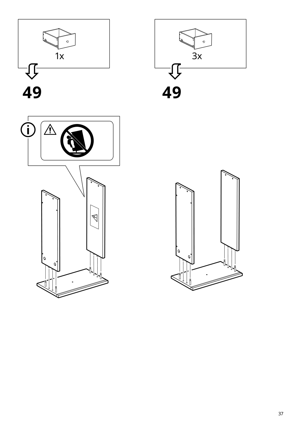 Assembly instructions for IKEA Hemnes 8 drawer dresser white stain | Page 37 - IKEA HEMNES 8-drawer dresser 105.761.91