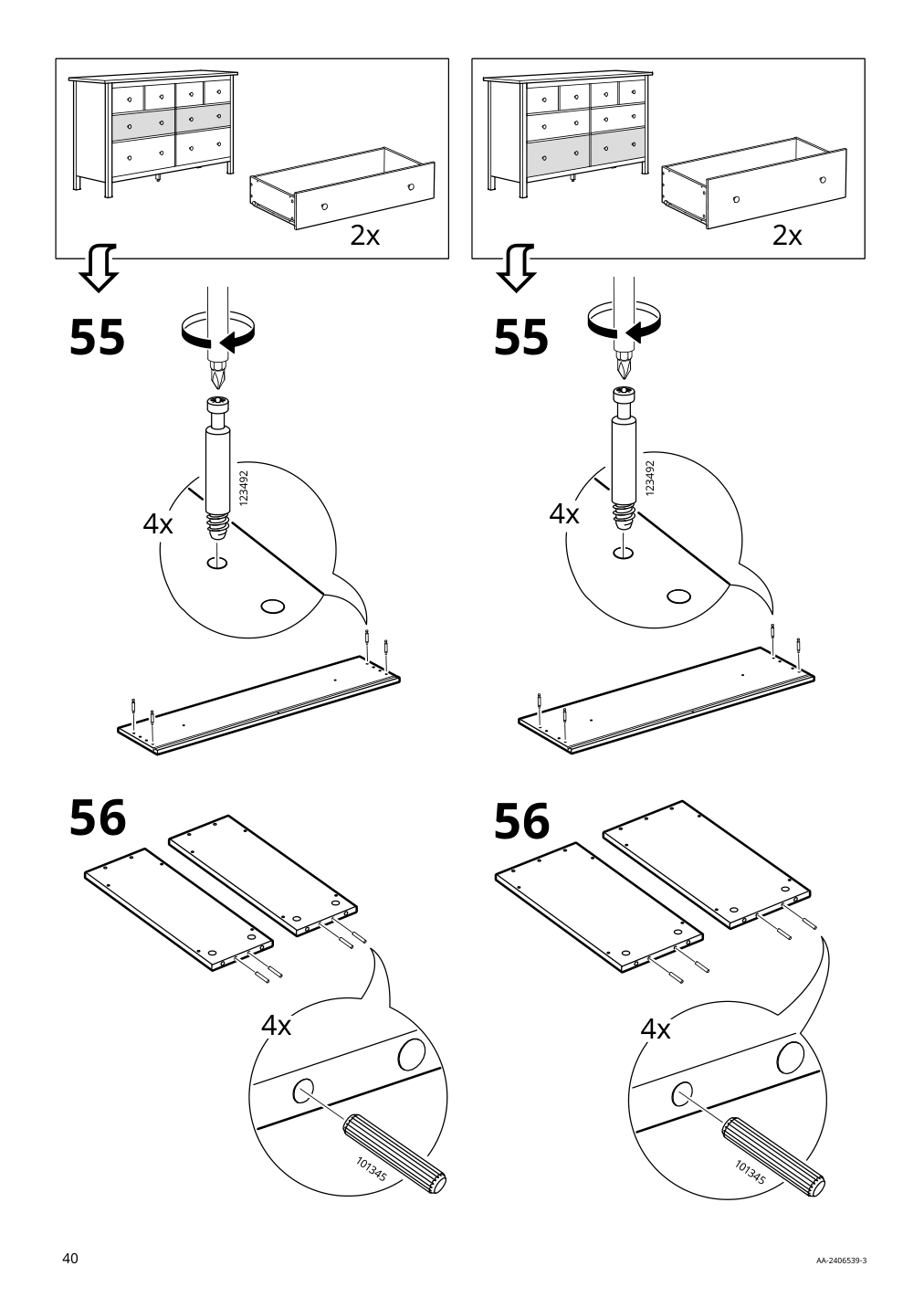 Assembly instructions for IKEA Hemnes 8 drawer dresser dark gray | Page 40 - IKEA HEMNES 8-drawer dresser 905.761.92