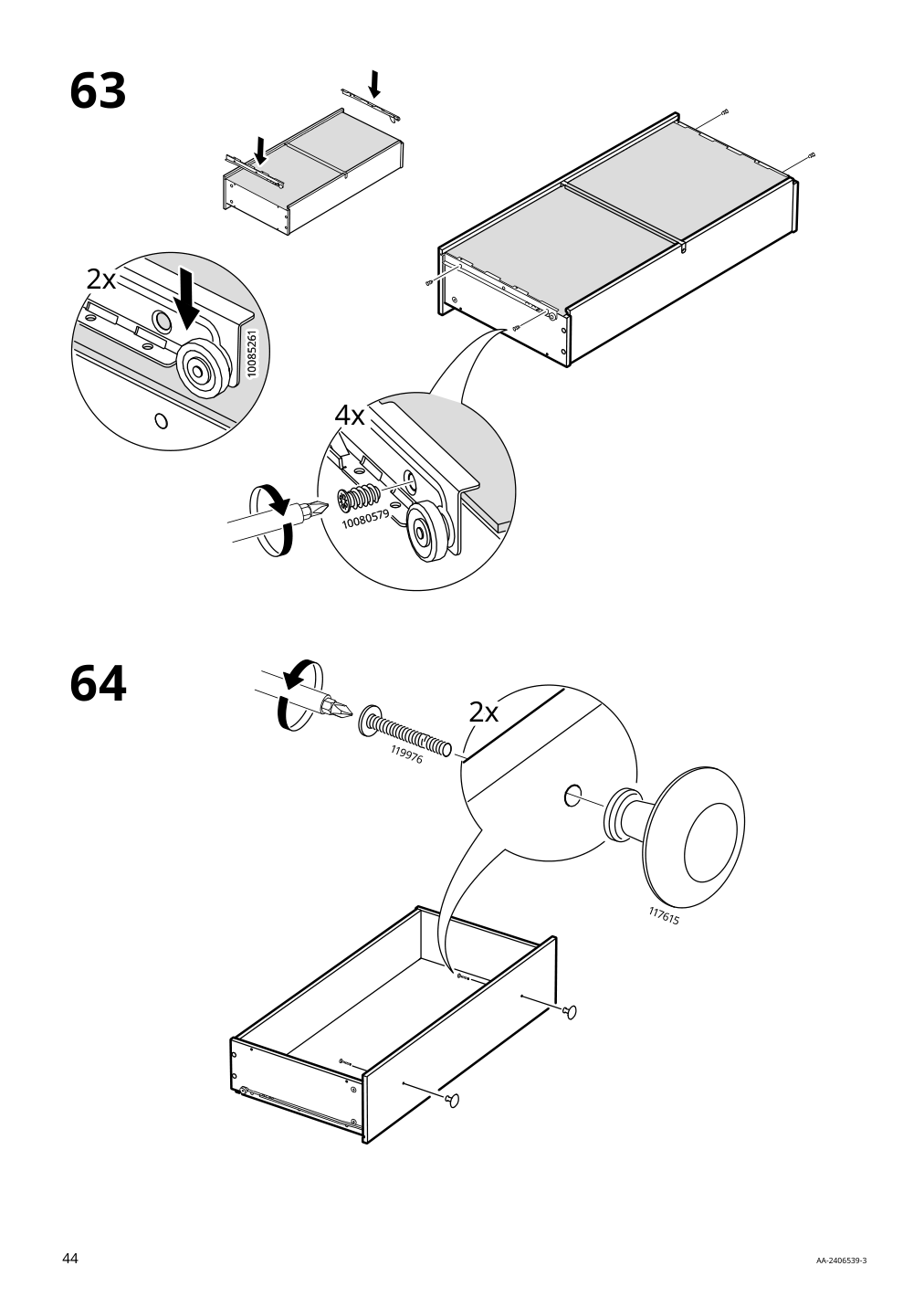 Assembly instructions for IKEA Hemnes 8 drawer dresser dark gray | Page 44 - IKEA HEMNES 8-drawer dresser 905.761.92