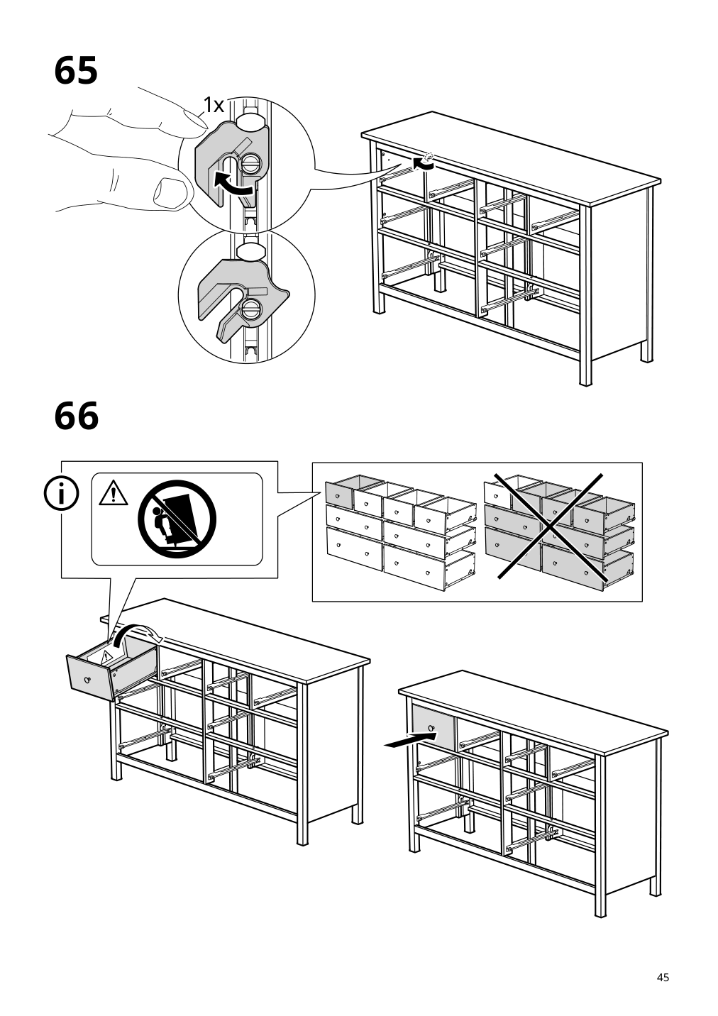 Assembly instructions for IKEA Hemnes 8 drawer dresser dark gray | Page 45 - IKEA HEMNES 8-drawer dresser 905.761.92