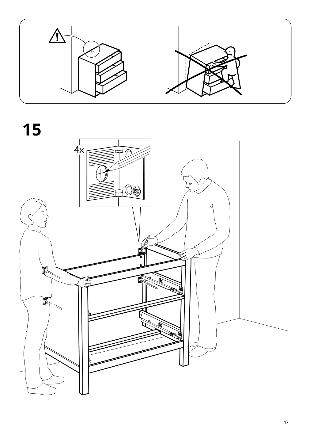 Assembly instructions for IKEA Hemnes bathroom vanity with drawers white | Page 17 - IKEA HEMNES / TOLKEN Bathroom vanity with sink & faucet 495.755.34