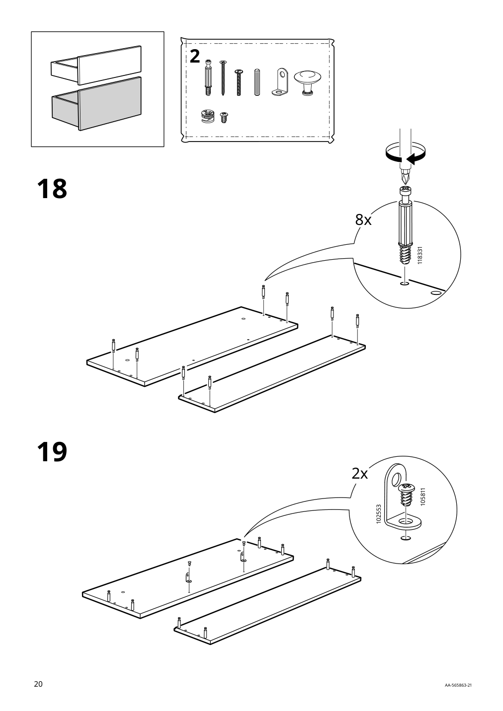 Assembly instructions for IKEA Hemnes bathroom vanity with drawers white | Page 20 - IKEA HEMNES Bathroom vanity with drawers 305.623.29