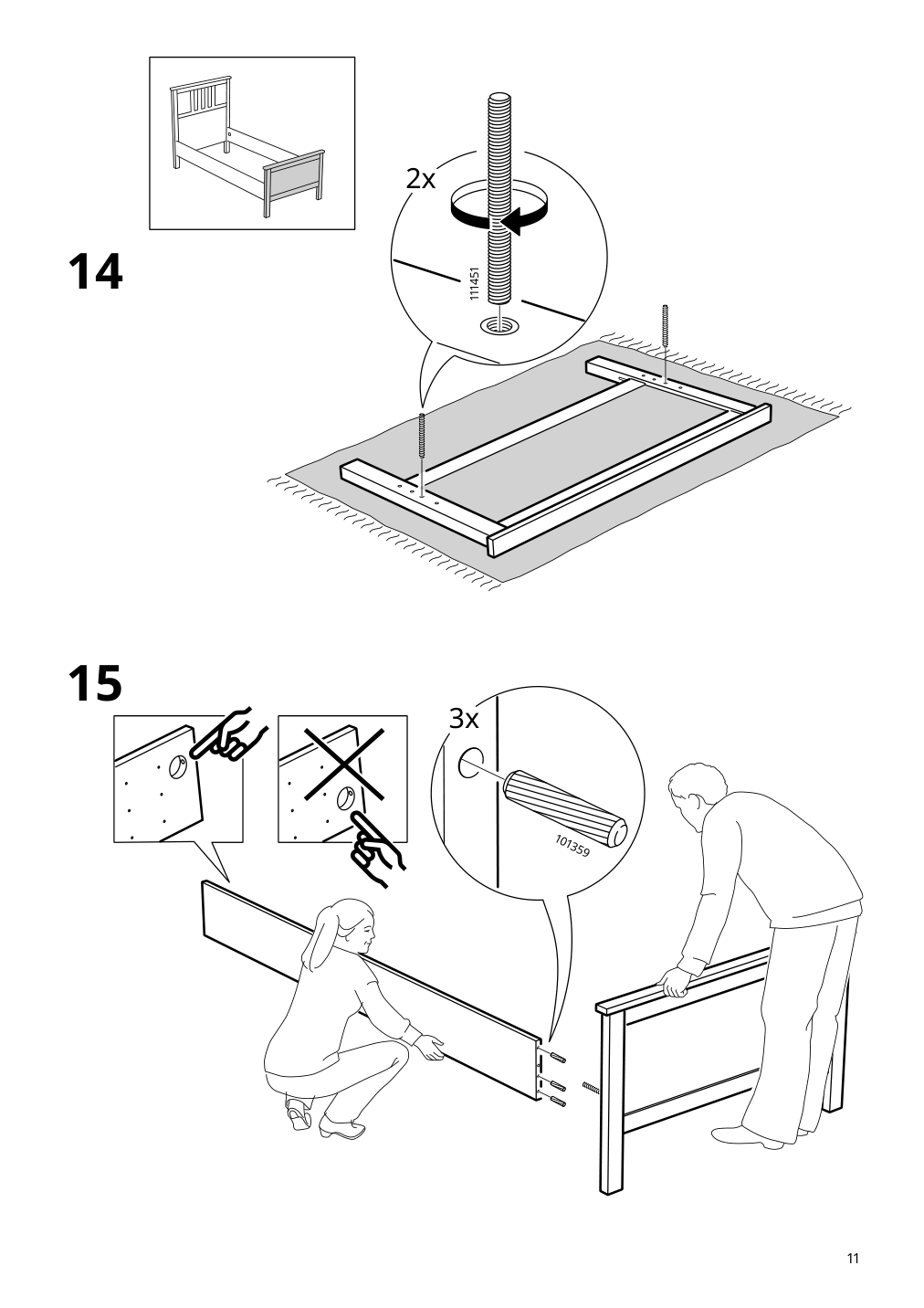 Assembly instructions for IKEA Hemnes bed frame white stain | Page 11 - IKEA HEMNES bed frame with 2 storage boxes 491.888.21