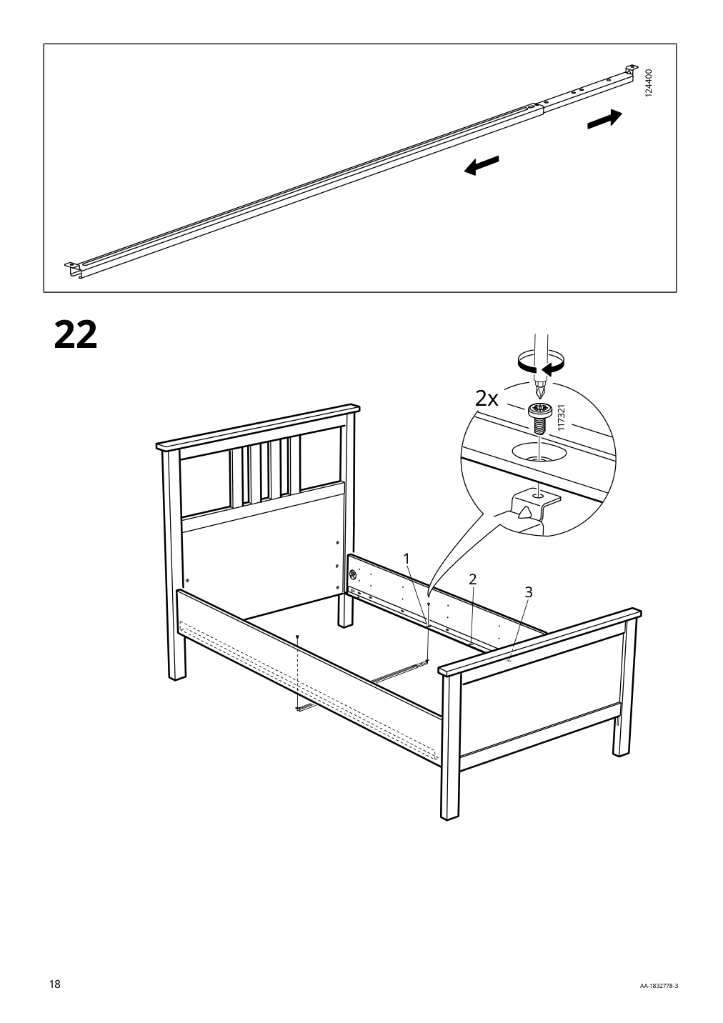 Assembly instructions for IKEA Hemnes bed frame white stain | Page 18 - IKEA HEMNES bed frame with 2 storage boxes 491.888.21