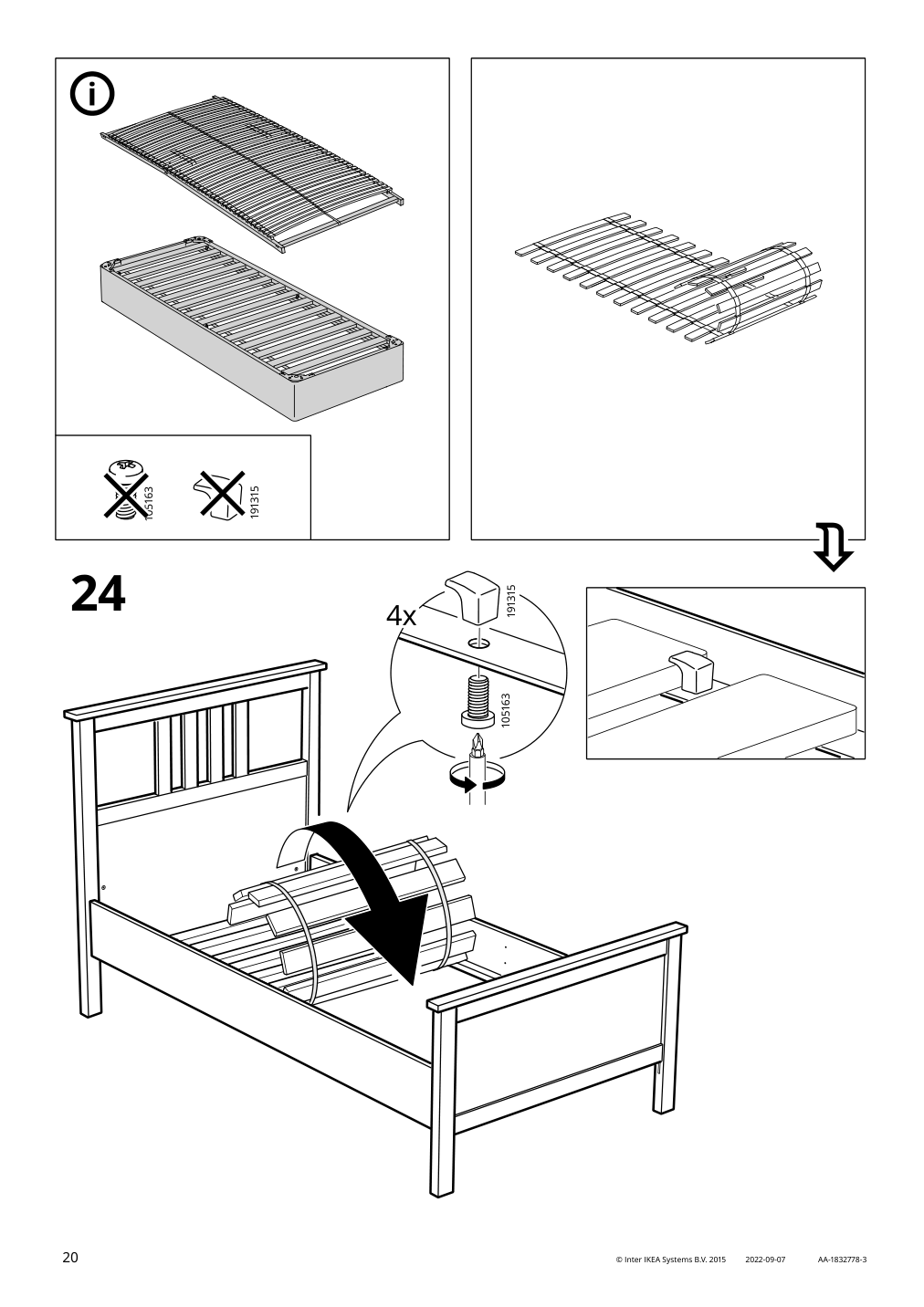 Assembly instructions for IKEA Hemnes bed frame dark gray stained | Page 20 - IKEA HEMNES bed frame 603.817.56