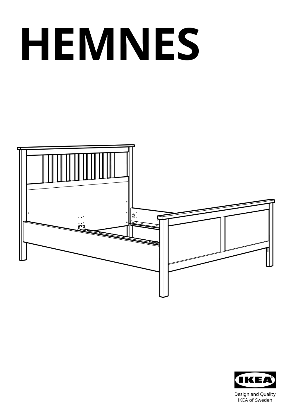 Assembly instructions for IKEA Hemnes bed frame dark gray stained | Page 1 - IKEA HEMNES bed frame with 2 storage boxes 092.751.70