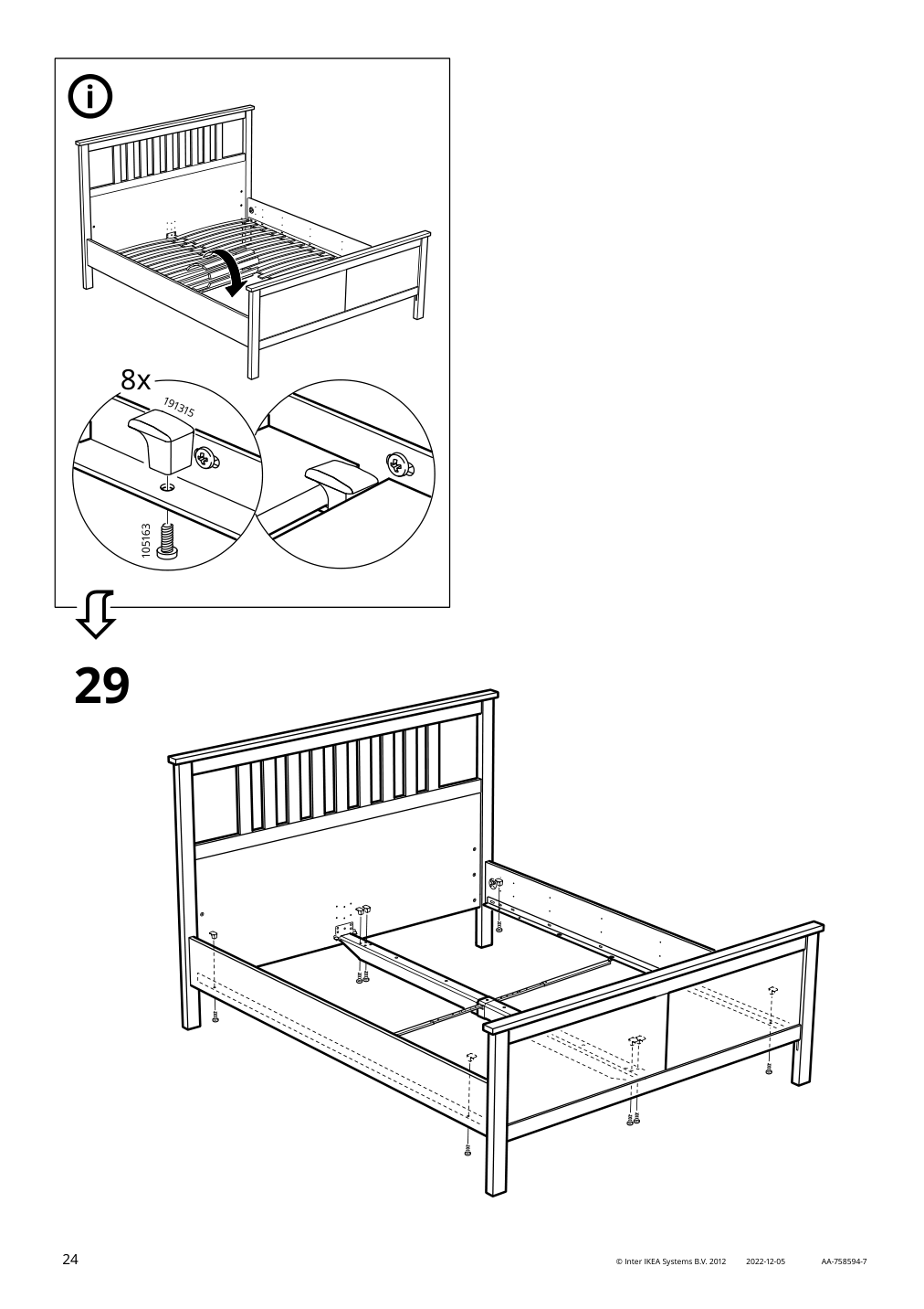 Assembly instructions for IKEA Hemnes bed frame white stain | Page 24 - IKEA HEMNES bed frame 490.022.72