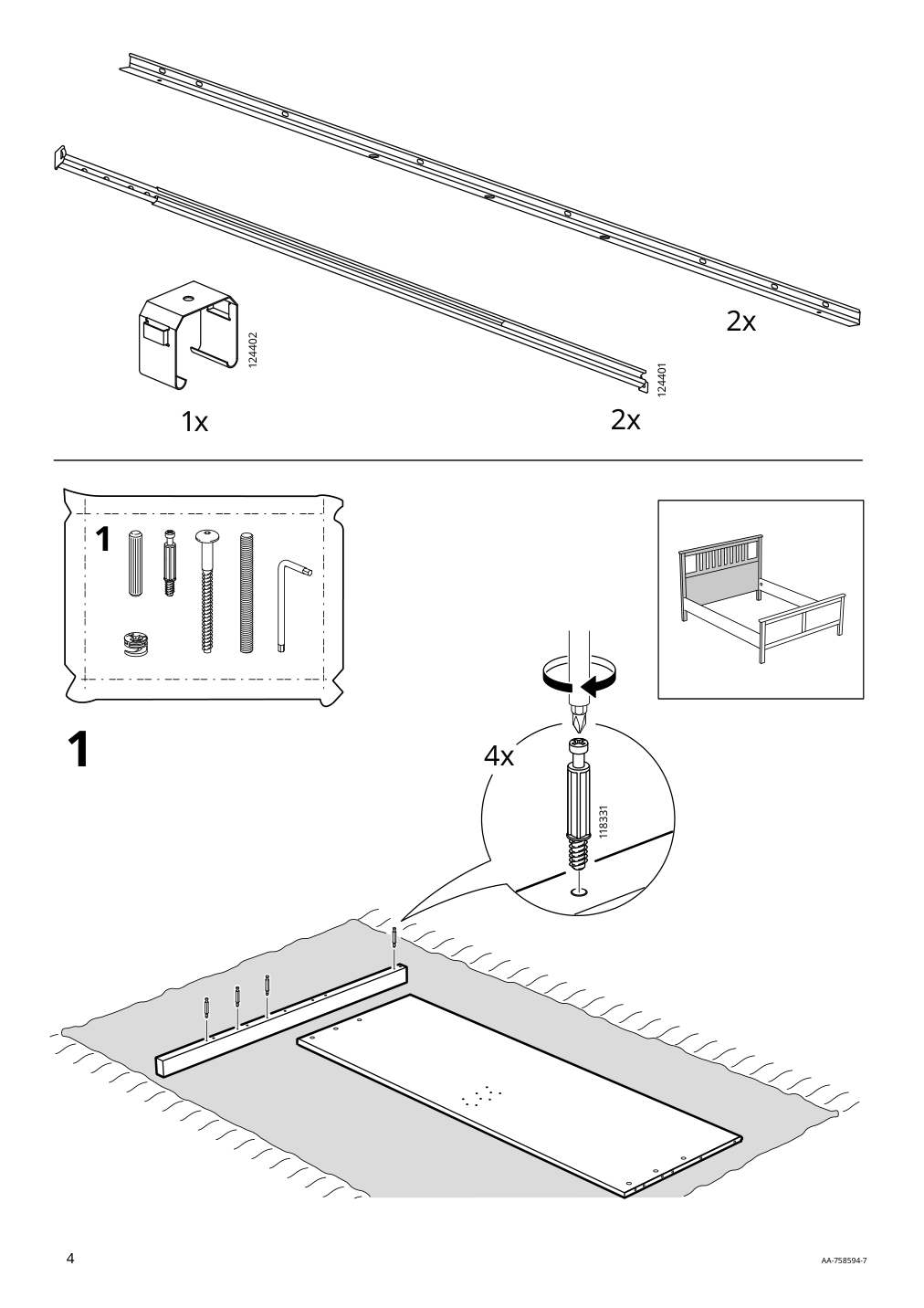 Assembly instructions for IKEA Hemnes bed frame white stain | Page 4 - IKEA HEMNES bed frame with 2 storage boxes 692.752.28