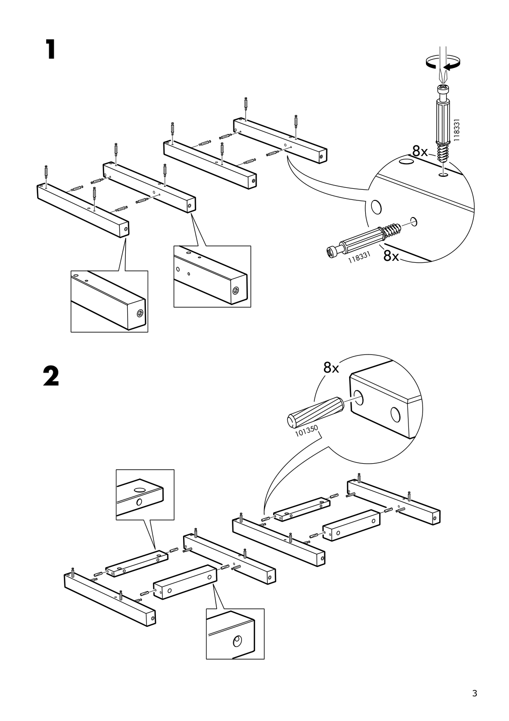 Assembly instructions for IKEA Hemnes bench white | Page 3 - IKEA HEMNES bench 502.236.25