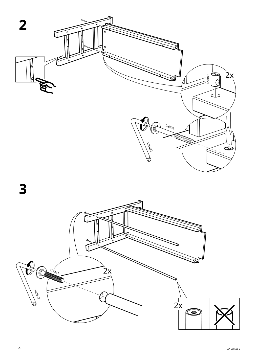 Assembly instructions for IKEA Hemnes bench with shoe storage white | Page 4 - IKEA HEMNES bench with shoe storage 002.438.00