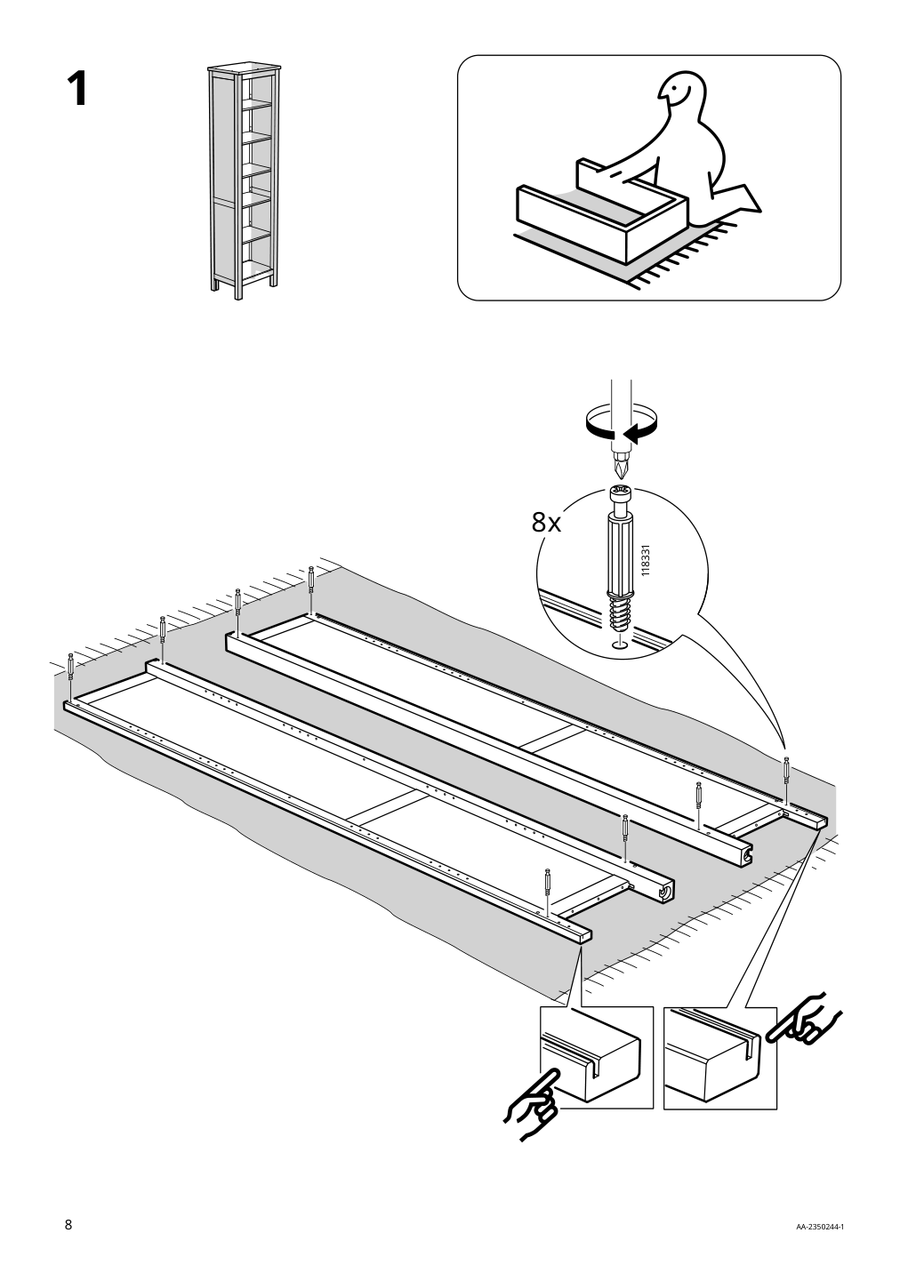 Assembly instructions for IKEA Hemnes bookcase dark gray stained | Page 8 - IKEA HEMNES bookcase 603.817.42