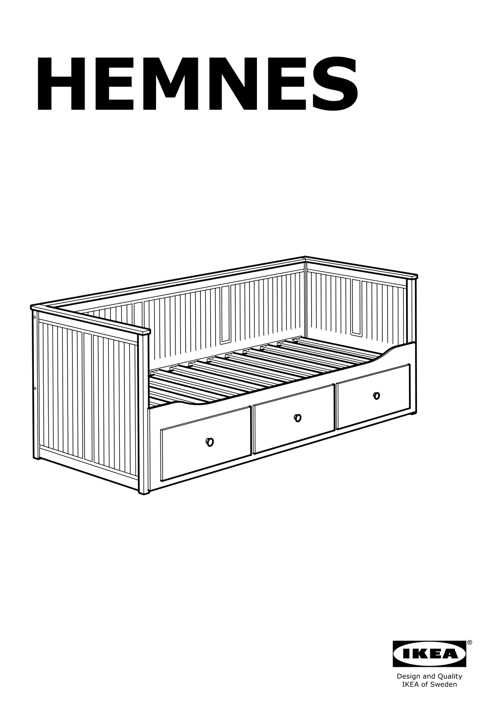 Assembly instructions for IKEA Hemnes daybed frame with 3 drawers black brown | Page 1 - IKEA HEMNES daybed frame with 3 drawers 805.144.30