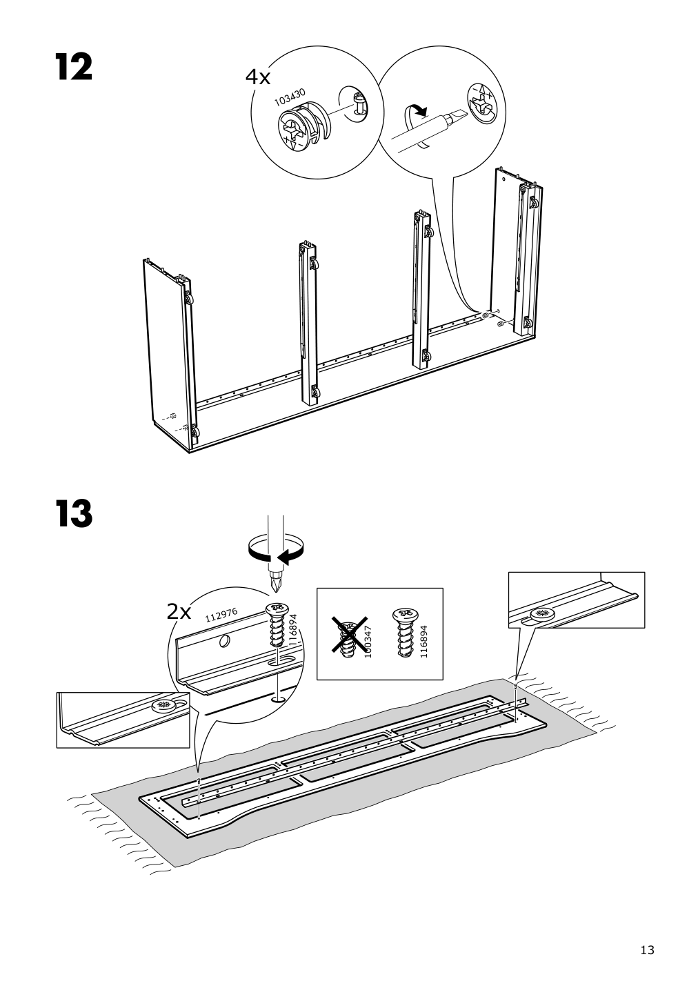 Assembly instructions for IKEA Hemnes daybed frame with 3 drawers white | Page 13 - IKEA HEMNES daybed with 3 drawers/2 mattresses 095.215.00