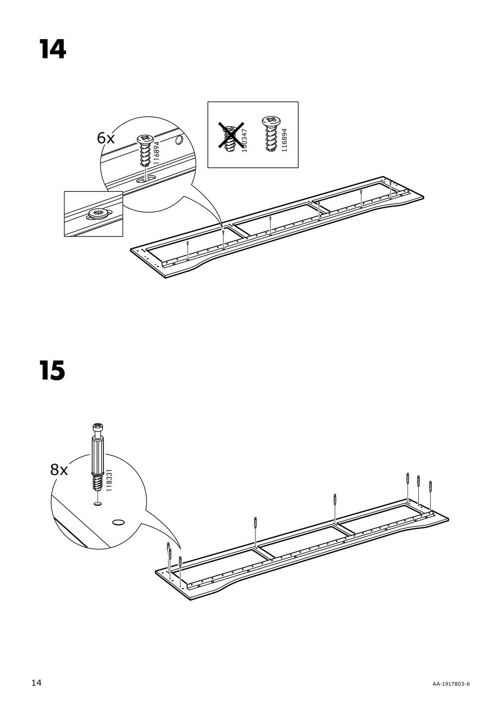 Assembly instructions for IKEA Hemnes daybed frame with 3 drawers white | Page 14 - IKEA HEMNES daybed with 3 drawers/2 mattresses 095.215.00