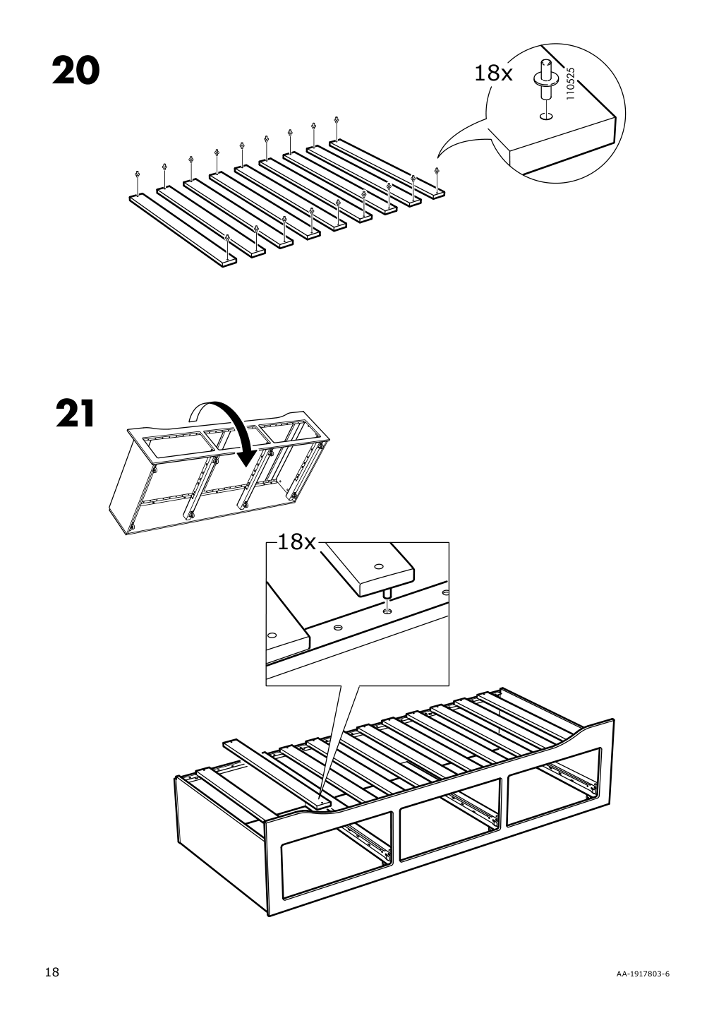 Assembly instructions for IKEA Hemnes daybed frame with 3 drawers black brown | Page 18 - IKEA HEMNES daybed frame with 3 drawers 805.144.30