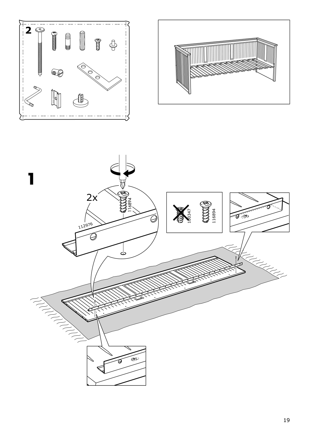 Assembly instructions for IKEA Hemnes daybed frame with 3 drawers black brown | Page 19 - IKEA HEMNES daybed frame with 3 drawers 805.144.30