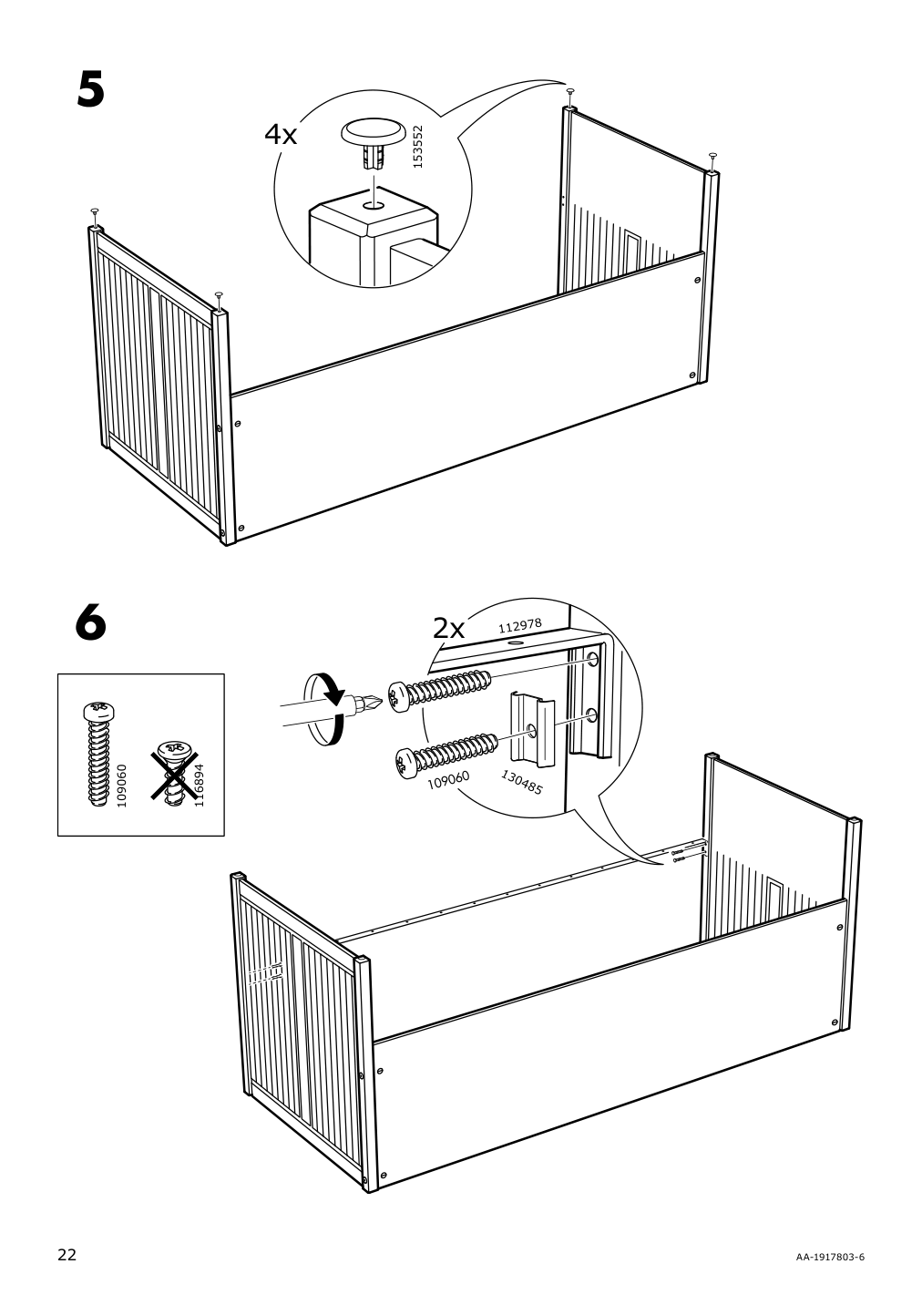 Assembly instructions for IKEA Hemnes daybed frame with 3 drawers white | Page 22 - IKEA HEMNES daybed with 3 drawers/2 mattresses 095.215.00