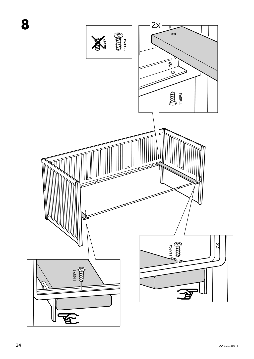 Assembly instructions for IKEA Hemnes daybed frame with 3 drawers black brown | Page 24 - IKEA HEMNES daybed frame with 3 drawers 805.144.30